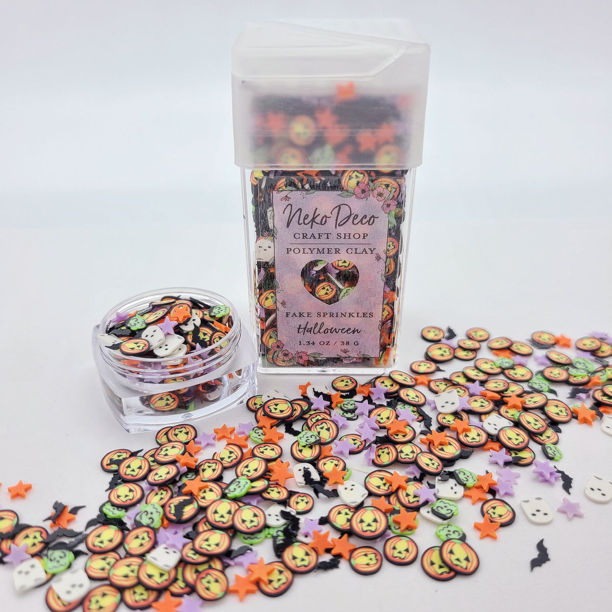 Spooky Cats Polymer Clay Sprinkles Fillers, Fake Confetti Toppings, Polymer Clay Food Making